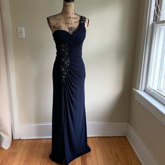 Xscape blue one shoulder dress size 4 - Picture 10 of 16